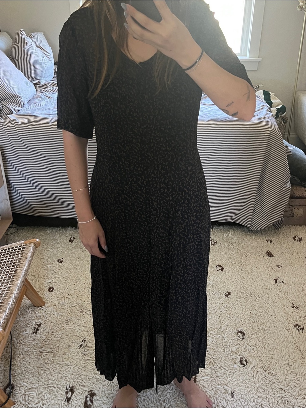Vintage Black Dress with Subtle Animal Print
